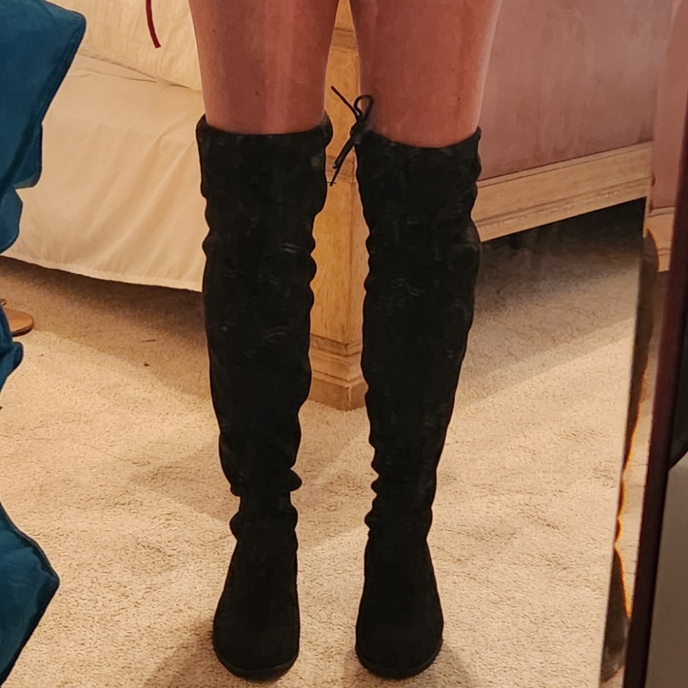 Over the knee black boots